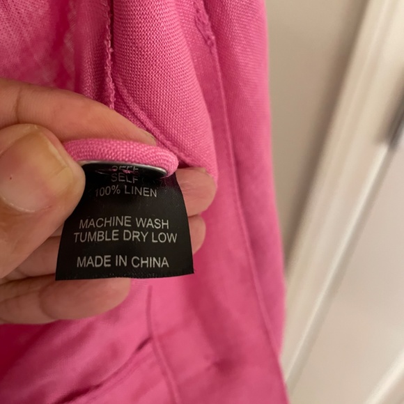 CYNTHIA ROWLEY Wide Leg Pleated Pink 100% Linen Pant Size 6 - Picture 8 of 10